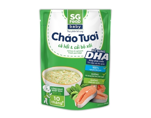 Cháo Tươi Baby Cá Hồi Cải Bó Xôi 240g Sài Gòn Food ảnh 0