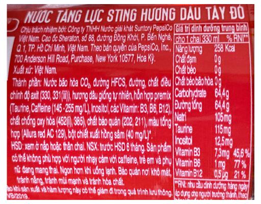 Nước Tăng Lực Hương Dâu 330ml Sting ảnh 1