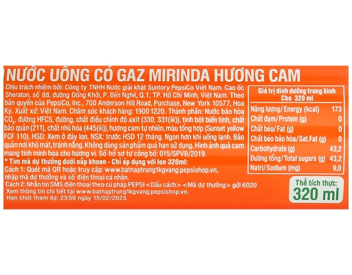 Nước Ngọt Hương Cam 320/330ml Mirinda ảnh 3