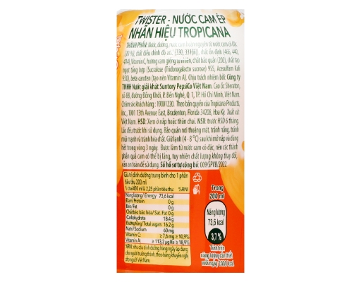 Thùng 24 Chai Nước Cam Ép 450/455ml Twister ảnh 4
