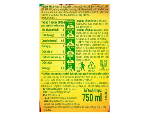 Nước Mắm Ngon Tròn Vị 15 Độ Đạm 750ml Knorr ảnh 3