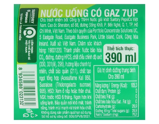 Lốc 6 Chai Pet 390ml 7Up ảnh 2