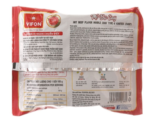 Thùng 24 Gói Mì Vifon Vị Bò Cay Gói 105g Vifon ảnh 3