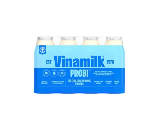 Lốc 4 Hộp Sữa Chua Uống Men Sống Probi Ít Đường 130ml Vinamilk ảnh 0