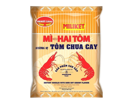 Thùng 30 Gói Mì Miliket Hai Tôm Vị Chua Cay Gói 75G - 01928518 Miliket ảnh 1