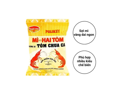 Thùng 30 Gói Mì Miliket Hai Tôm Vị Chua Cay Gói 75G - 01928518 Miliket ảnh 3