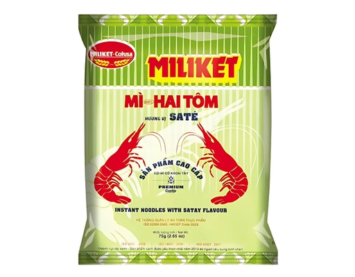 Thùng 30 Gói Mì Miliket Hai Tôm Vị Sate Gói 75G - 01928877 Miliket ảnh 1