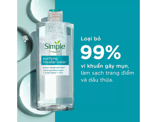 Nước Tẩy Trang Dành Cho Da Dầu Mụn Purifying Micellar Water 400ml Simple ảnh 4