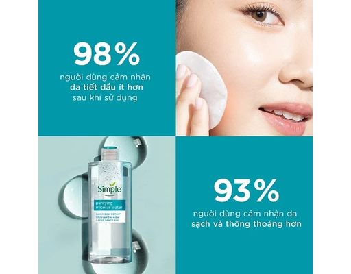 Nước Tẩy Trang Dành Cho Da Dầu Mụn Purifying Micellar Water 400ml Simple ảnh 5