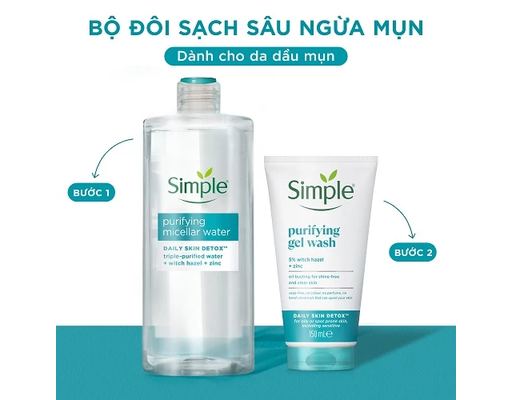 Nước Tẩy Trang Dành Cho Da Dầu Mụn Purifying Micellar Water 400ml Simple ảnh 7