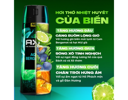Xịt Thơm Nước Hoa Cao Cấp Hương Aqua Bergamot 135ml AXE ảnh 2