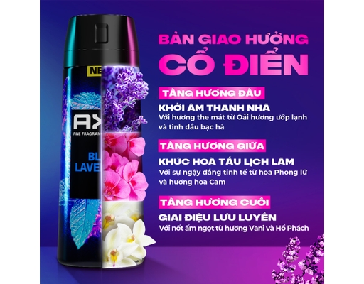 Xịt Thơm Nước Hoa Cao Cấp Hương Blue Lavender 135ml AXE ảnh 2