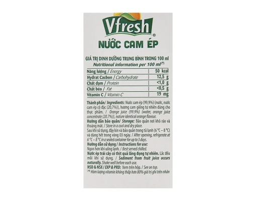 Nước Cam Ép 100% Vị Ngọt Tự Nhiên 1L V-Fresh ảnh 4