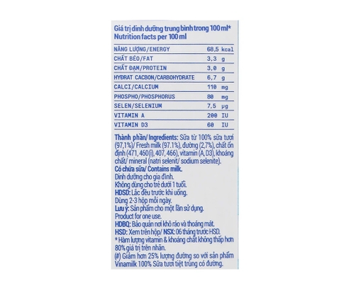 Lốc 4 Hộp Sữa Tươi Tiệt Trùng Ít Đường Vinamilk 180ml Vinamilk ảnh 7