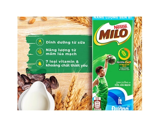 Lốc 4 Hộp Thức Uống Dinh Dưỡng Milo Ít Đường 180ml