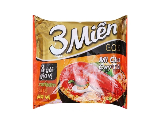 Thùng 30 Gói Mì 3 Miền Gold Chua Cay Thái 75G 3 Miền ảnh 1