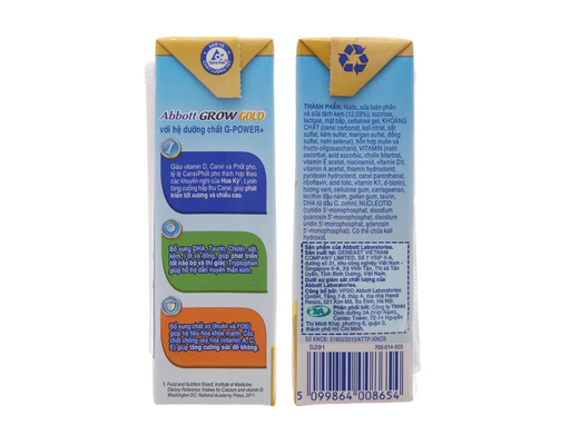 Thùng 48 Hộp Sữa Dinh Dưỡng Pha Sẵn Abbott Grow Gold Hương Vani 180ml Abbott ảnh 3