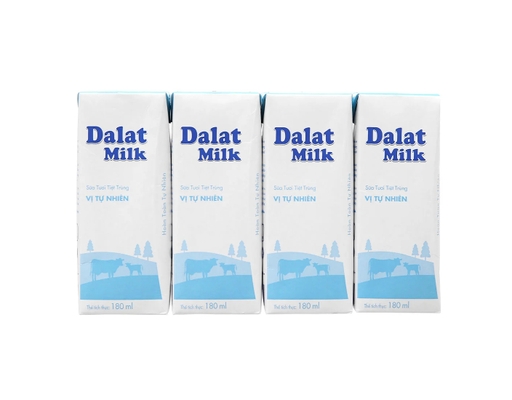 Lốc 4 Hộp Sữa Tươi Tiệt Trùng Vị Tự Nhiên Dalatmilk 180ml Dalatmilk ảnh 0
