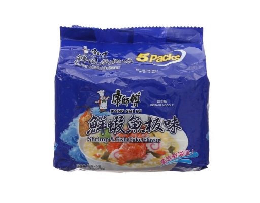 Lốc 5 Mì Ăn Liền Vị Tôm Chả Cá 490g Kang Shi Fu ảnh 1