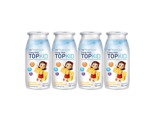 Vỉ 4 Hộp Sữa Chua Uống Vị Phomat Tự Nhiên Topkid 90mlx4 TH True Yogurt ảnh 0