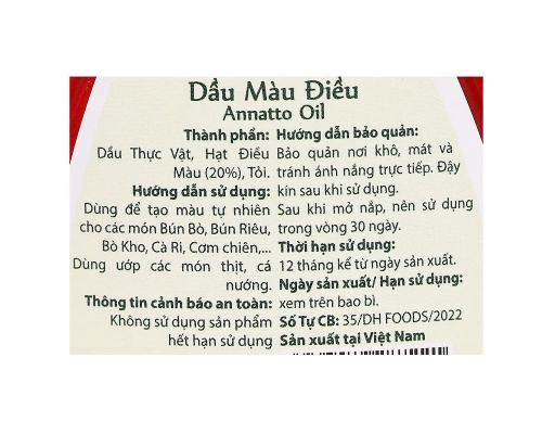 Dầu Màu Điều 90ml Dh Foods ảnh 3