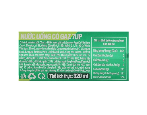 Nước Ngọt Hương Chanh 320ml 7Up ảnh 2