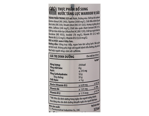 Nước Tăng Lực Vị Dâu 325ml Warrior ảnh 2