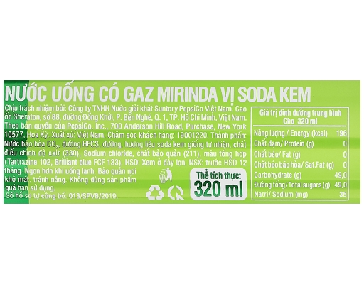 Lốc 6 Lon Nước Ngọt Vị Soda Kem 320ml Mirinda ảnh 4