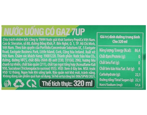 Lốc 6 Lon Nước Giải Khát Hương Chanh 320ml 7Up ảnh 2
