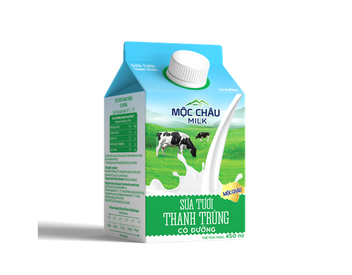 Sữa Tươi Thanh Trùng Có Đường 450ml Mộc Châu ảnh 1