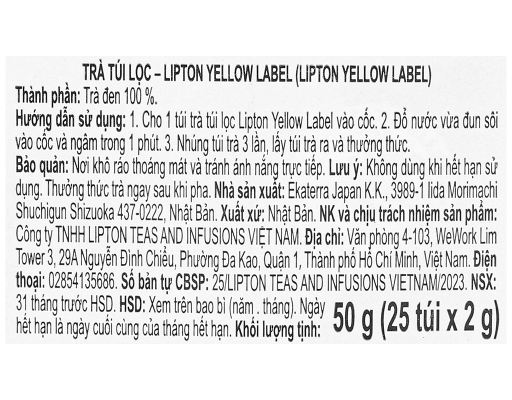 Trà Túi Lọc Yellow Label Nhật Bản 25x2g Lipton ảnh 4
