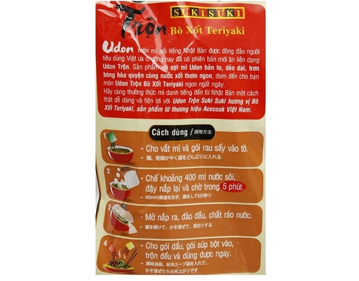 Thùng 24 Gói Mì Udon Sưki Sưki Vị Bò Xốt Teriyaki Gói 82g ACECOOK ảnh 4