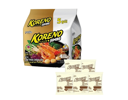 Thùng 8 Lốc 5 Gói Mì Koreno Jumbo Vị Chua Cay Gói 100g Koreno ảnh 2