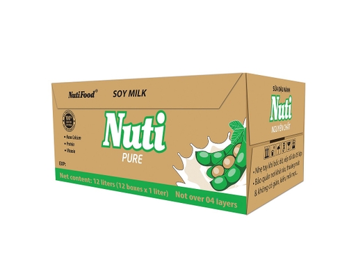 Thùng 12 Chai Sữa Đậu Nành Nguyên Chất 1L NutiFood ảnh 1