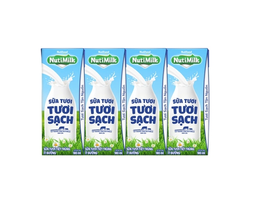 Lốc 4 Hộp Sữa Tươi Tiệt Trùng Có Đường 180ml Nutimilk ảnh 0