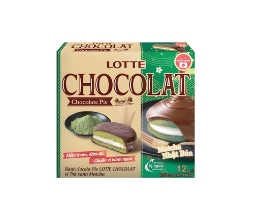 Bánh Socola Pie Chocolat Vị Trà Xanh 339.6g Lotte ảnh 0