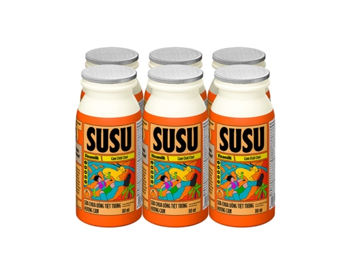 Lốc 6 Chai Sữa Chua Uống Hương Cam 80ml Susu ảnh 0