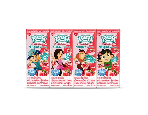 Lốc 4 Hộp Sữa Chua Uống Tiệt Trùng Lof Hương Dâu Có Thạch 170ml Kun ảnh 0