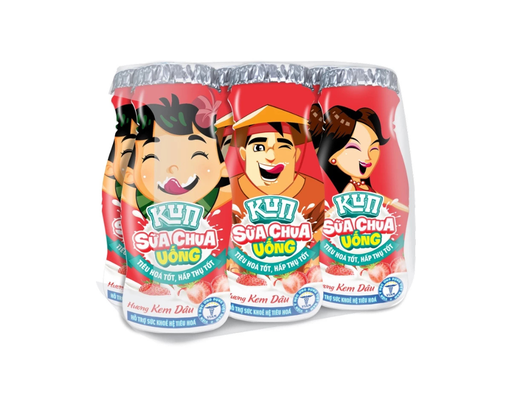 Lốc 6 Sữa Chua Uống Tiệt Trùng Hương Kem Dâu 85ml Kun ảnh 0