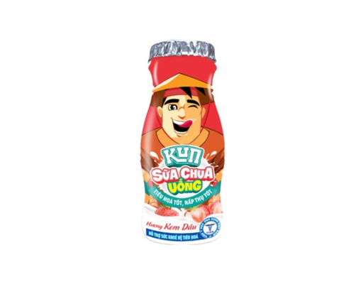 Lốc 6 Sữa Chua Uống Tiệt Trùng Hương Kem Dâu 85ml Kun ảnh 1