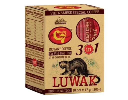 Cà Phê Hòa Tan 3In1 Luwak C7 - Hộp 18 x 17g Con Chồn Vàng ảnh 0