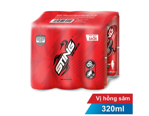 Lốc 6 Lon Nước Tăng Lực Red Sleek 320ml Sting ảnh 0