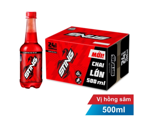 Thùng 24 Chai Nước Tăng Lực Đỏ 500ml Sting ảnh 1