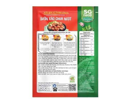 Xốt Gia Vị Hoàn Chỉnh Sườn Xào Chua Ngọt 70g SG Food ảnh 1