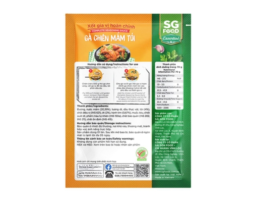 Xốt Gia Vị Hoàn Chỉnh Gà Chiên Mắm Tỏi 70g SG Food ảnh 1
