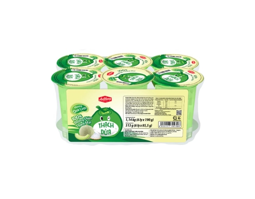 Lốc 6 Ly Thạch Dừa Hương Dưa Lưới 190g Ánh Hồng ảnh 0
