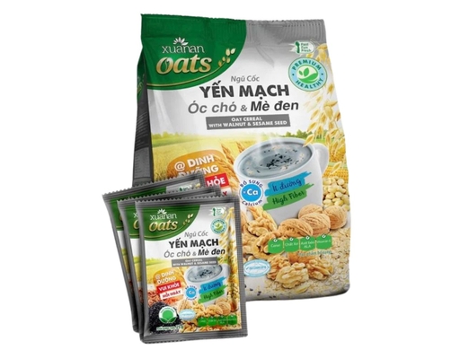 Túi 15 Gói Thực Phẩm Bổ Sung Ngũ Cốc Yến Mạch Óc Chó & Mè Đen 25g Xuân An ảnh 0