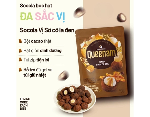 Sô Cô La Đen Hạnh Nhân - Hạt Điều - Macca Caramel 75g Queenam ảnh 1