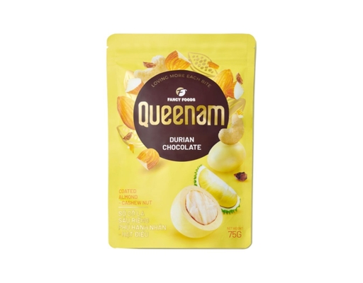 Sô Cô La Sầu Riêng Phủ Hạnh Nhân, Hạt Điều 75g Queenam ảnh 0