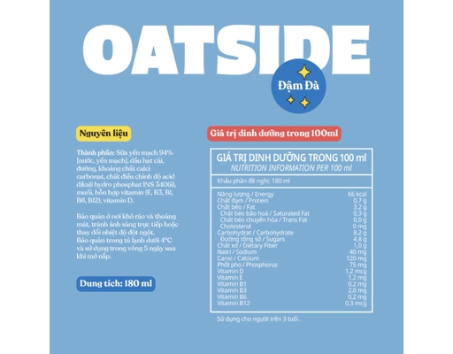 Lốc 3 Hộp Sữa Yến Mạch Đậm Đà 180ml Oatside ảnh 2